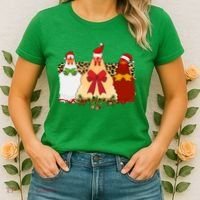 Funny Festive Christmas Chickens Women's T-Shirt thumb 2