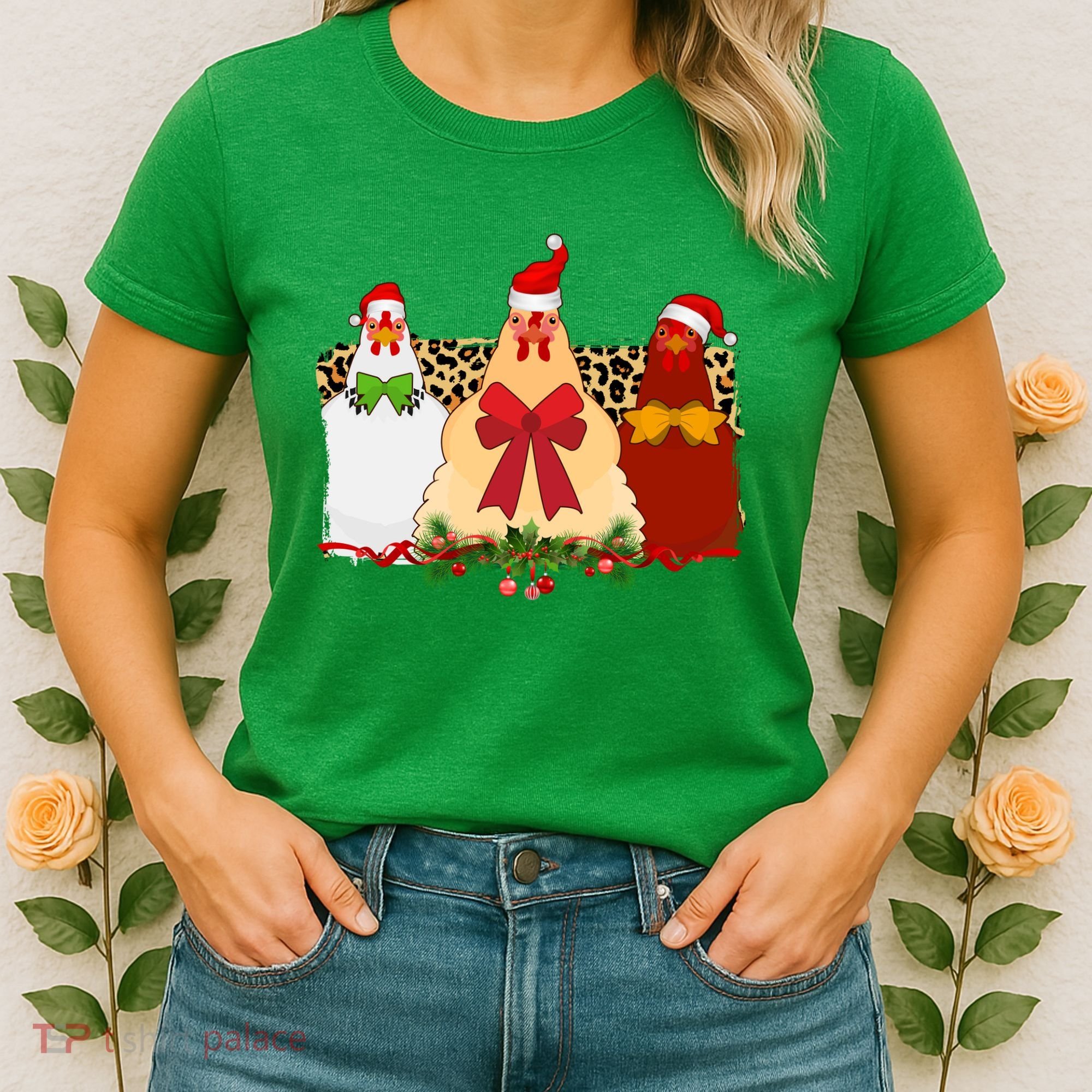 Funny Festive Christmas Chickens Women's T-Shirt