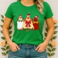 Funny Festive Christmas Chickens Women's T-Shirt thumb 2