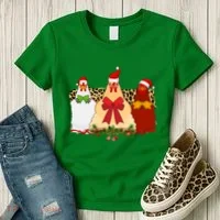 Funny Festive Christmas Chickens Women's T-Shirt thumb 3