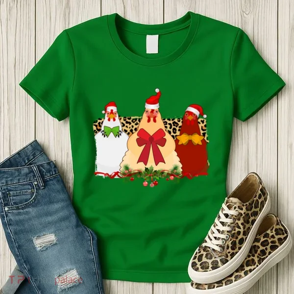 Funny Festive Christmas Chickens Women's T-Shirt
