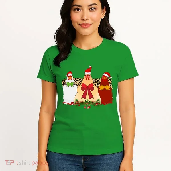 Funny Festive Christmas Chickens Women's T-Shirt