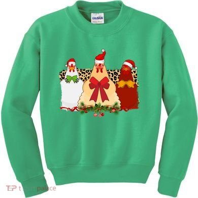 Funny Festive Christmas Chickens Kids Sweatshirt