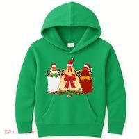 Funny Festive Christmas Chickens Kids Hoodie thumb 0