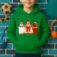 Funny Festive Christmas Chickens Kids Hoodie thumb 2