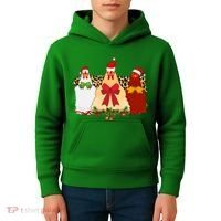 Funny Festive Christmas Chickens Kids Hoodie thumb 4