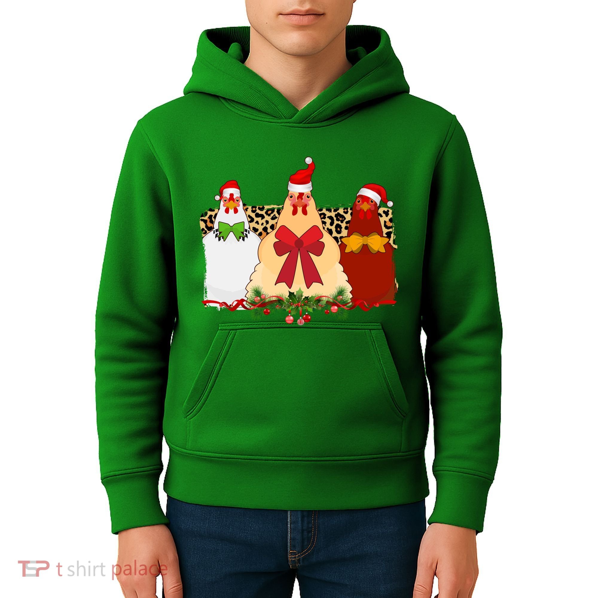 Funny Festive Christmas Chickens Kids Hoodie