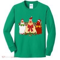 Funny Festive Christmas Chickens Kids Long Sleeve Shirt thumb 0