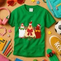 Funny Festive Christmas Chickens Kids T-Shirt thumb 3