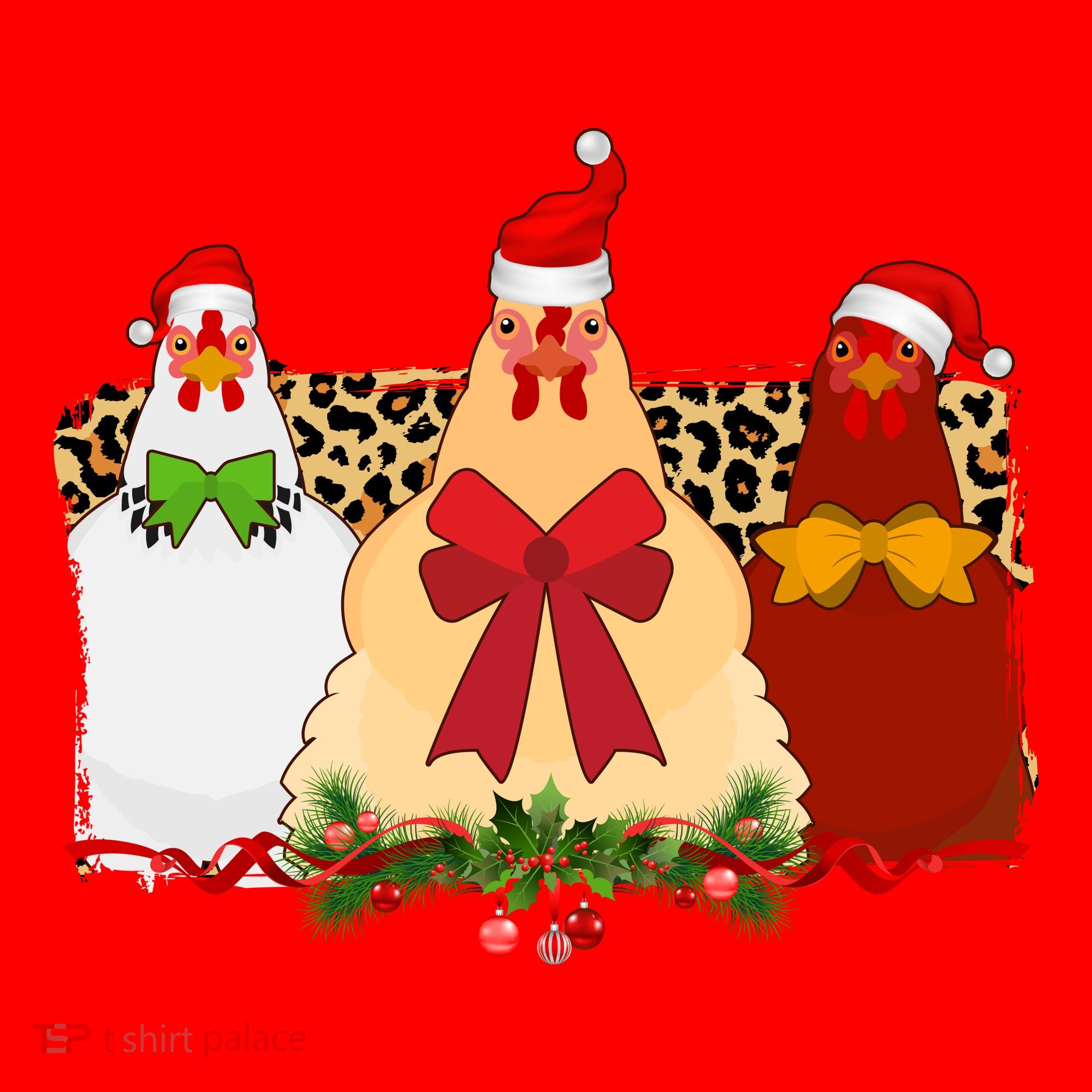 Funny Festive Christmas Chickens Santa Hat