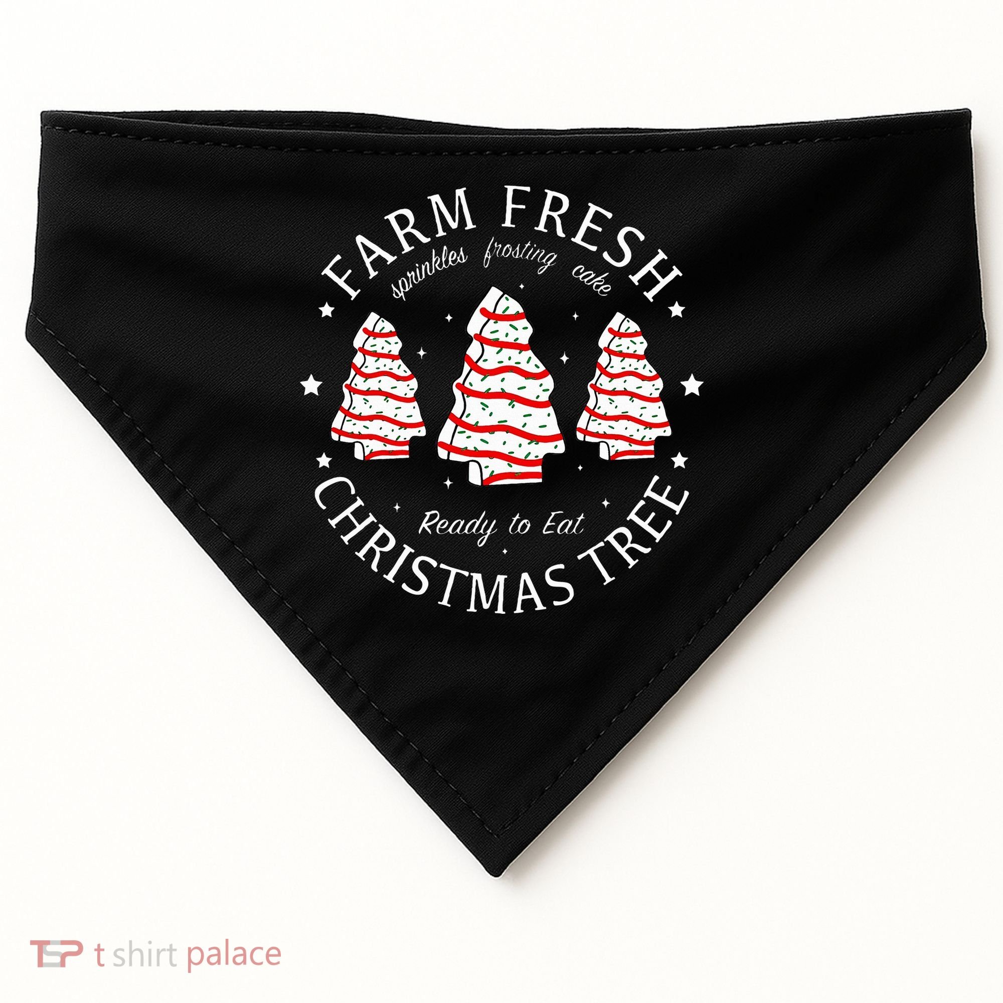 Farm Fresh Christmas Tree Cakes Funny Tree Farm Xmas Pajamas USA-Made Doggie Bandana