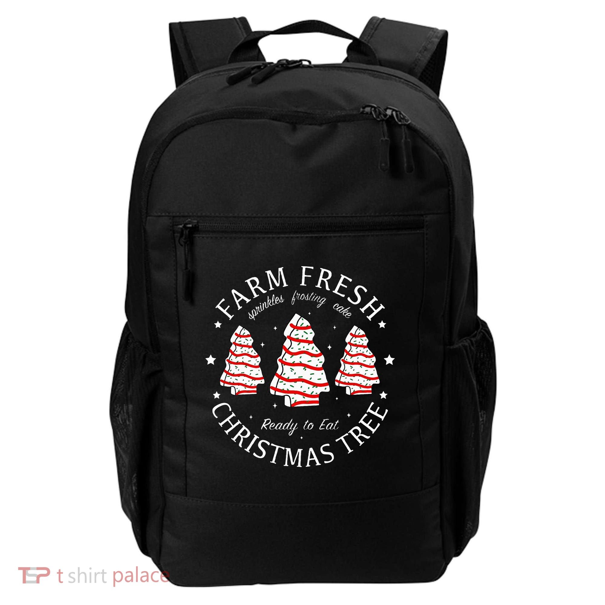 Farm Fresh Christmas Tree Cakes Funny Tree Farm Xmas Pajamas Backpack