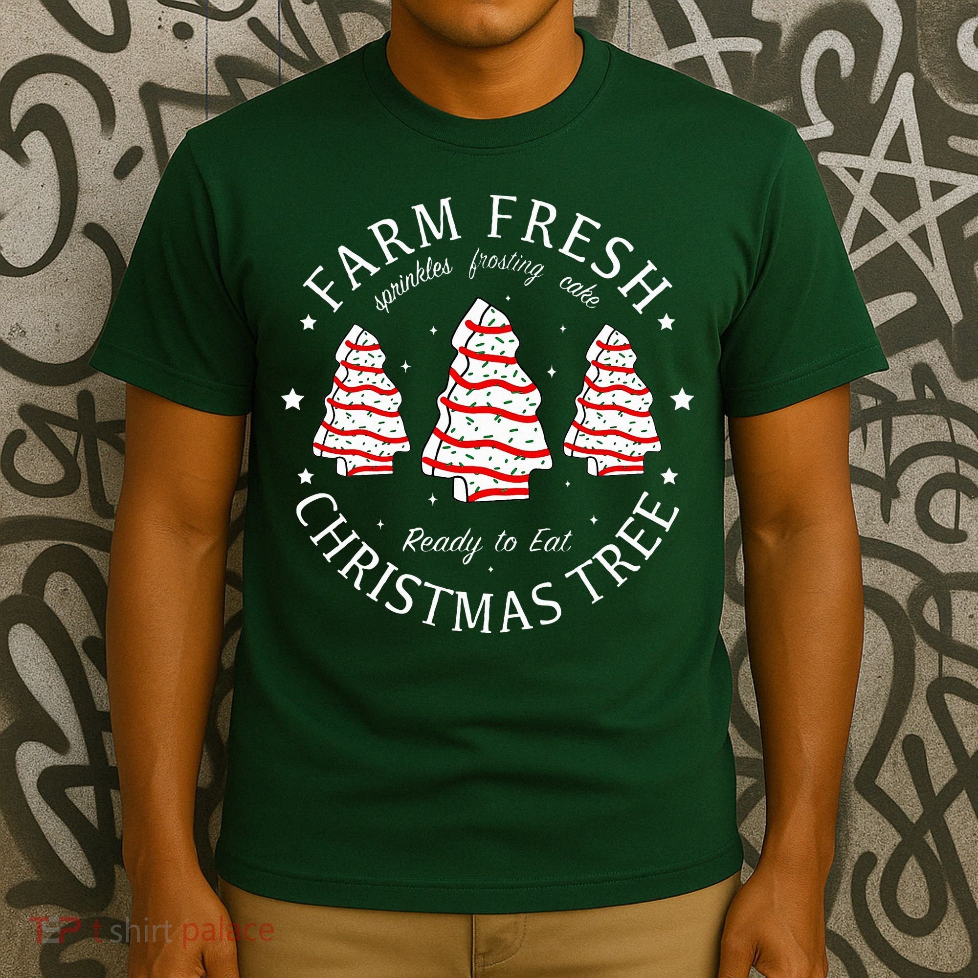 Farm Fresh Christmas Tree Cakes Funny Tree Farm Xmas Pajamas T-Shirt