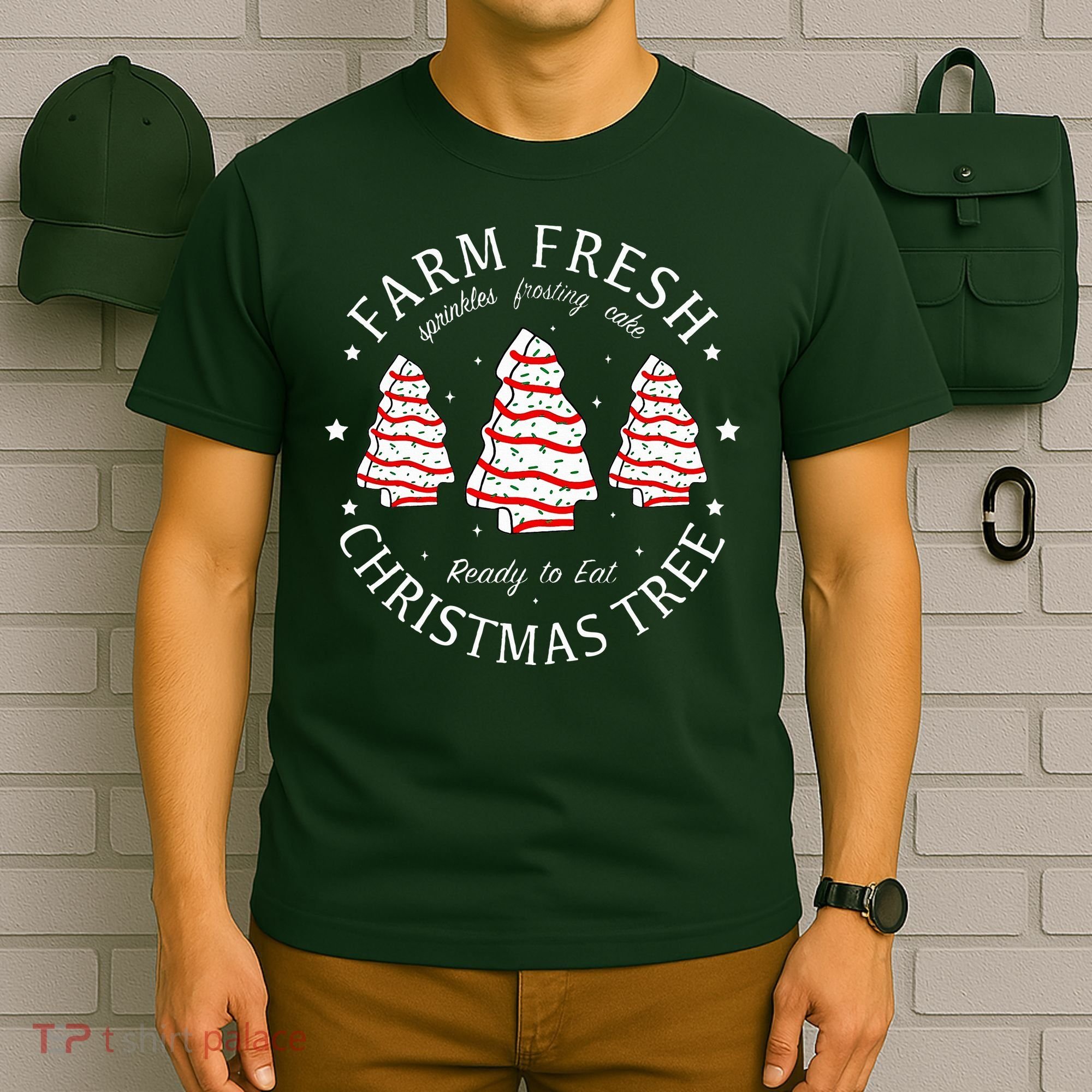 Farm Fresh Christmas Tree Cakes Funny Tree Farm Xmas Pajamas T-Shirt