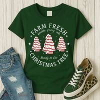 Farm Fresh Christmas Tree Cakes Funny Tree Farm Xmas Pajamas Women's T-Shirt thumb 3