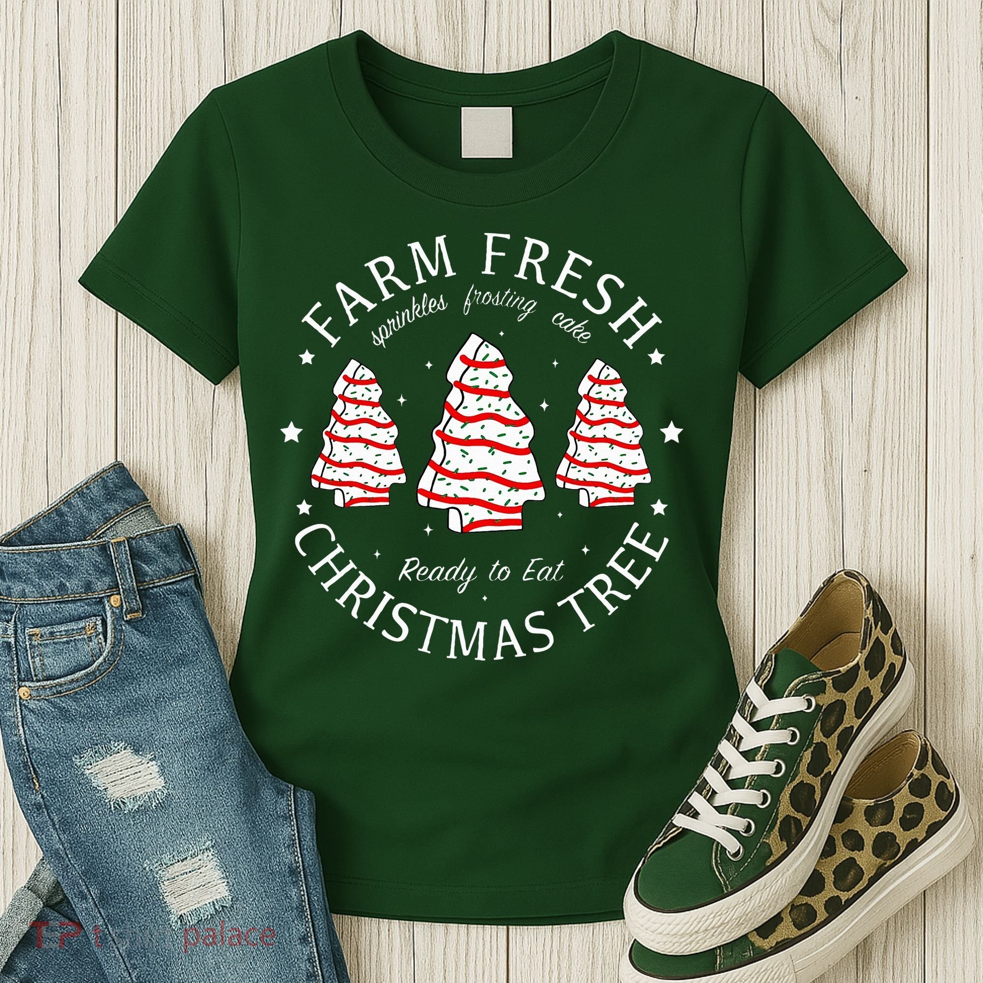 Farm Fresh Christmas Tree Cakes Funny Tree Farm Xmas Pajamas Women's T-Shirt