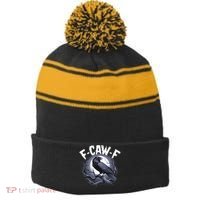 F-Caw-F Stripe Pom Pom Beanie thumb 0