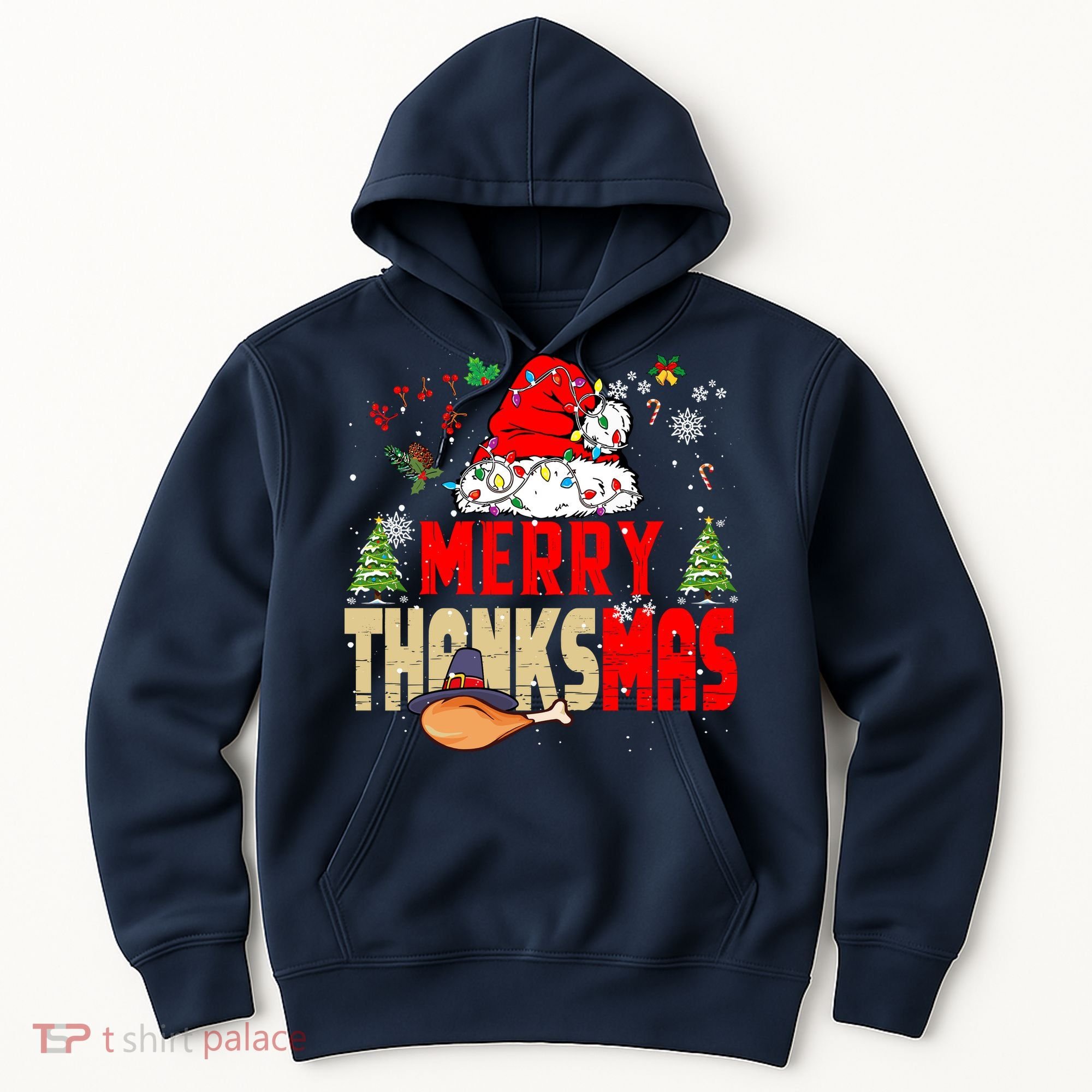 Funny Family Christmas Merry Thanksmas Cute Xmas Holiday Hoodie