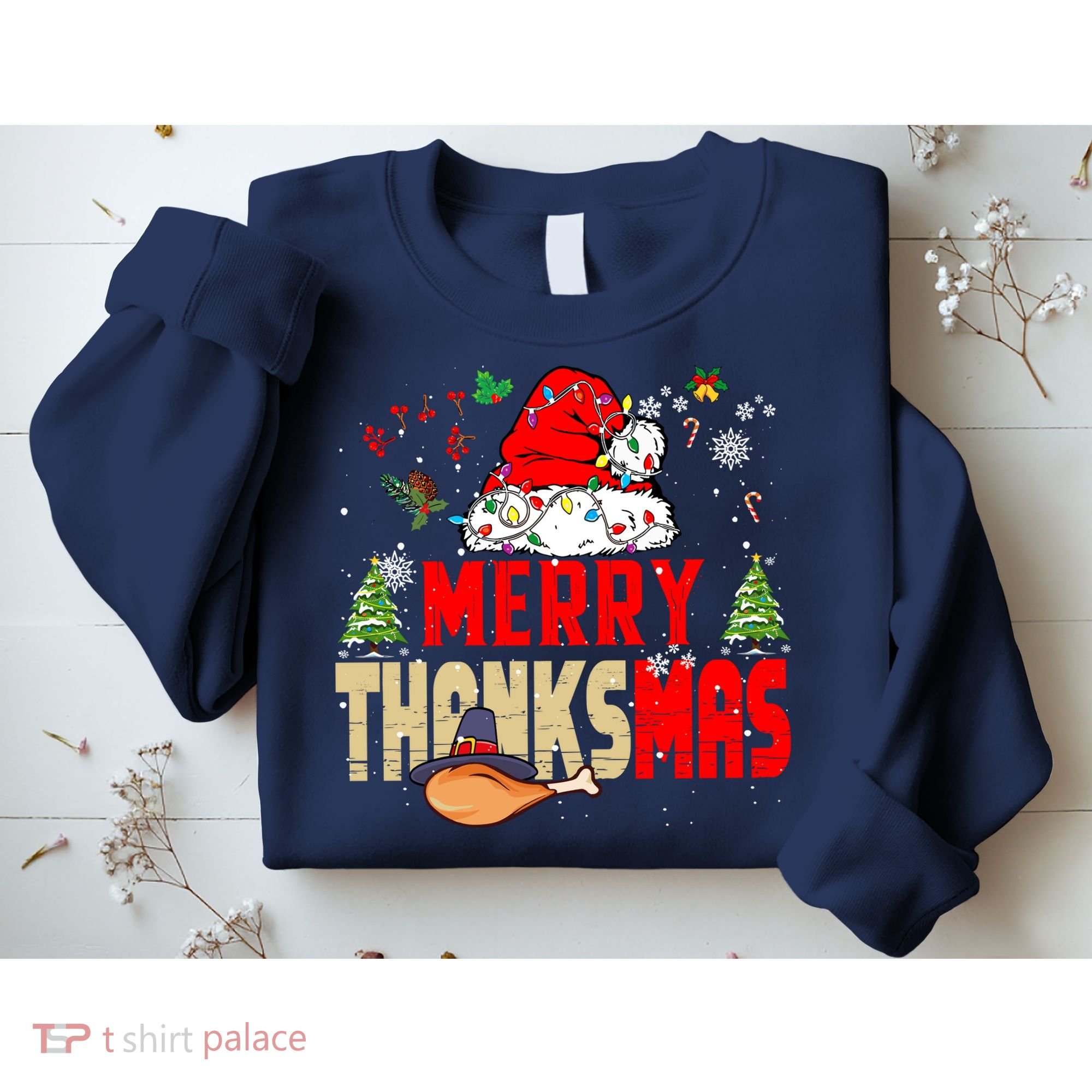 Funny Family Christmas Merry Thanksmas Cute Xmas Holiday Sweatshirt
