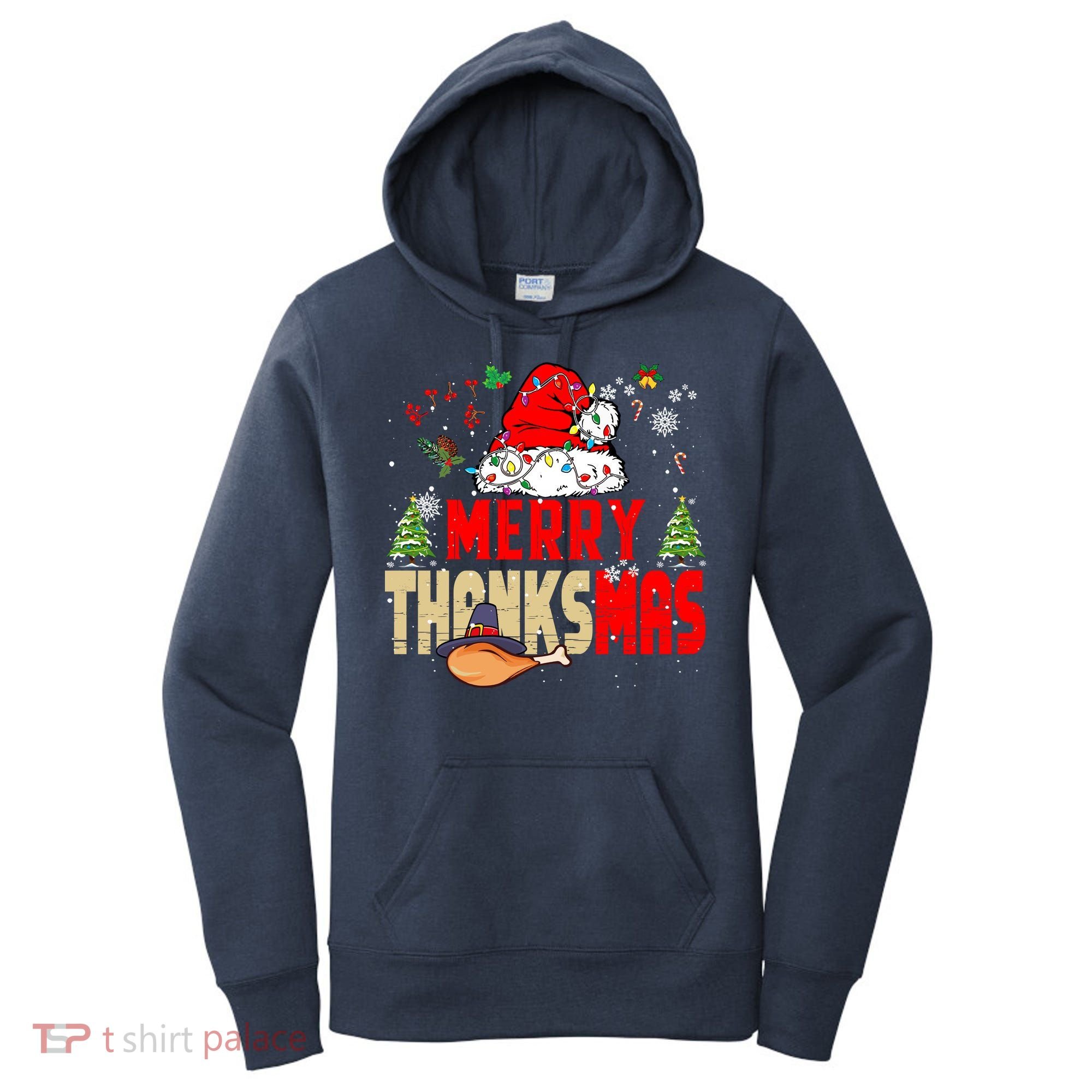 Funny Family Christmas Merry Thanksmas Cute Xmas Holiday Women's Hoodie