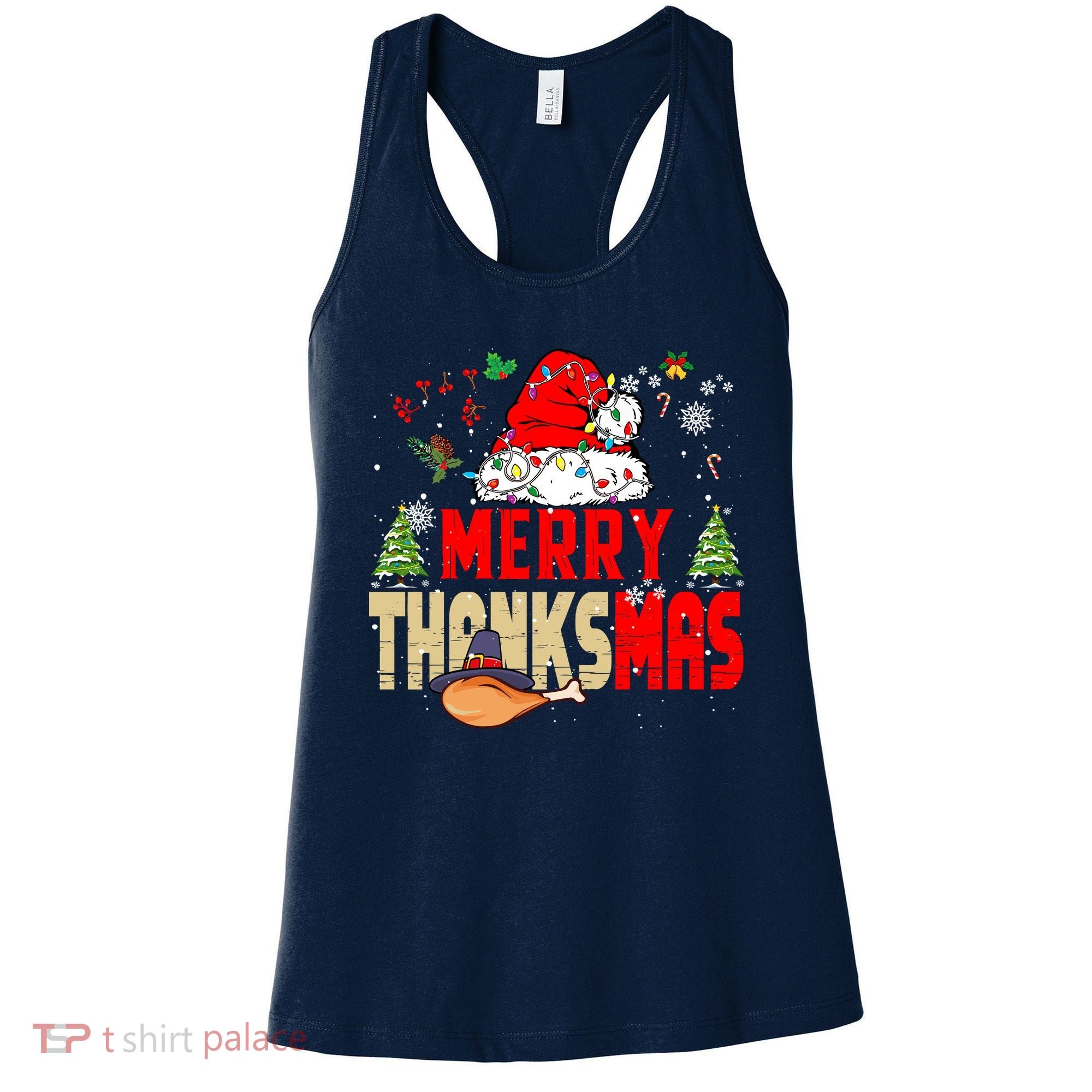 Funny Family Christmas Merry Thanksmas Cute Xmas Holiday Women's Tank Top