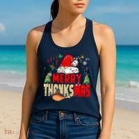 Funny Family Christmas Merry Thanksmas Cute Xmas Holiday Women's Tank Top thumb 2