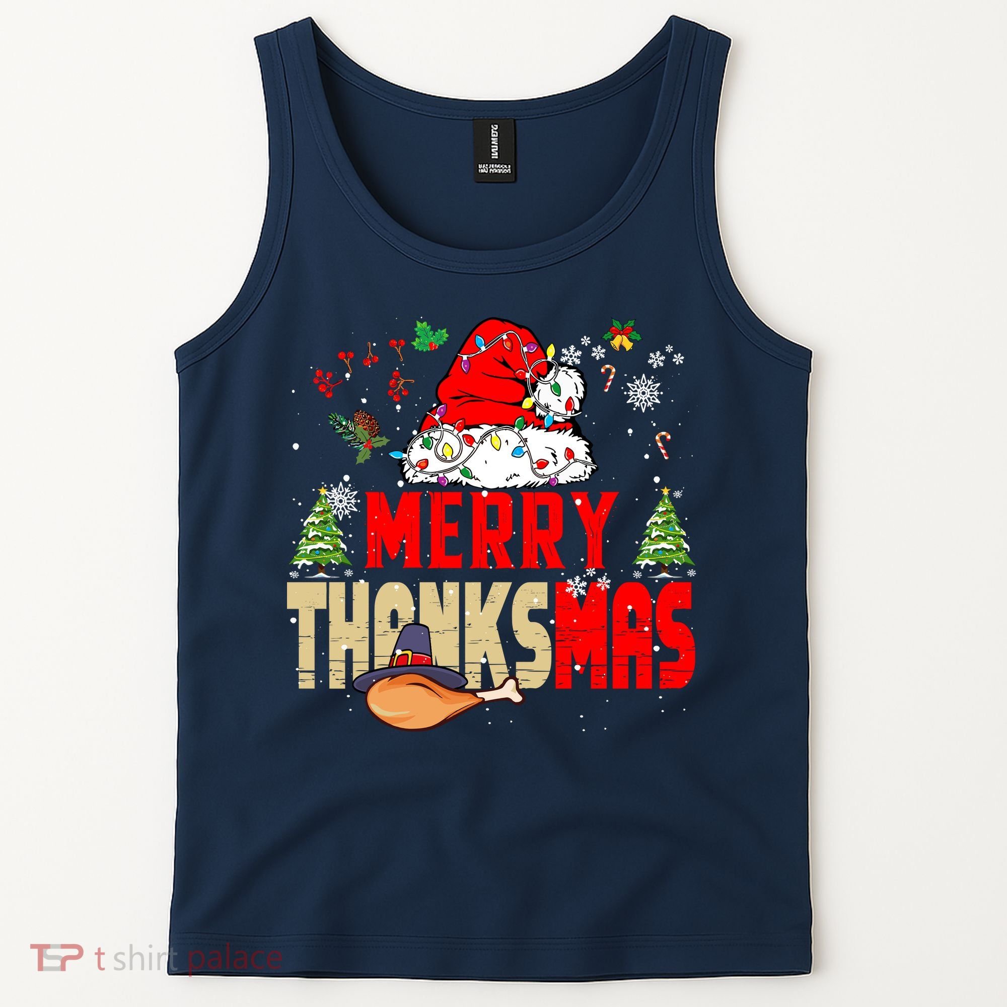 Funny Family Christmas Merry Thanksmas Cute Xmas Holiday Tank Top