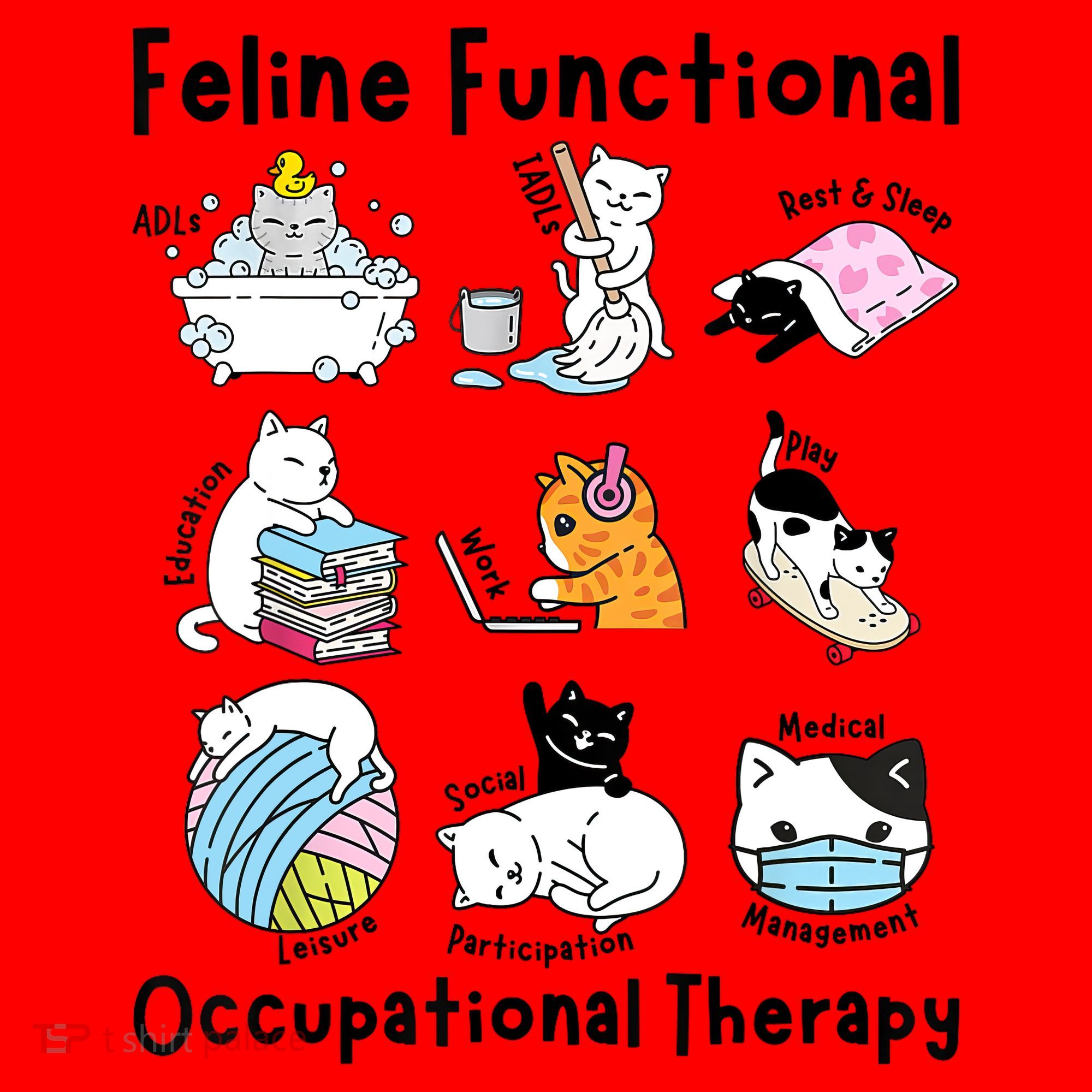 Feline Fun Cat Functional Occupational Therapy OT Therapist  Santa Hat