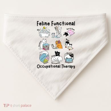 Feline Fun Cat Functional Occupational Therapy OT Therapist  USA-Made Doggie Bandana