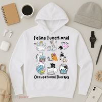 Feline Fun Cat Functional Occupational Therapy OT Therapist  Hoodie thumb 3