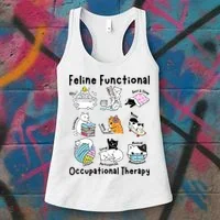 Feline Fun Cat Functional Occupational Therapy OT Therapist  Women's Tank Top thumb 3
