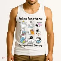 Feline Fun Cat Functional Occupational Therapy OT Therapist  Tank Top thumb 3