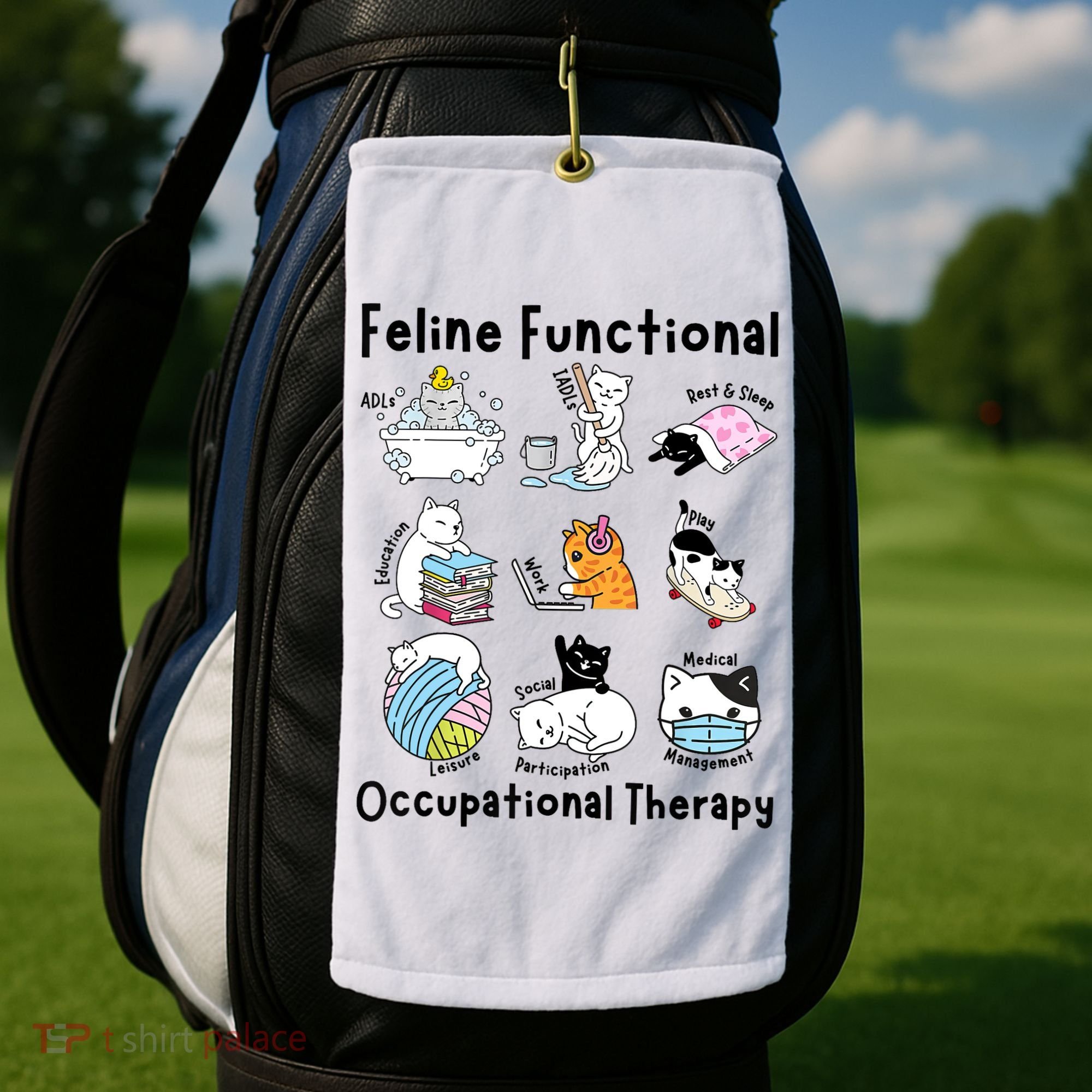 Feline Fun Cat Functional Occupational Therapy OT Therapist  Golf Towel