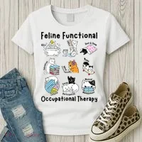 Feline Fun Cat Functional Occupational Therapy OT Therapist  Women's T-Shirt thumb 3