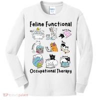 Feline Fun Cat Functional Occupational Therapy OT Therapist  Kids Long Sleeve Shirt thumb 0