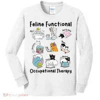 Feline Fun Cat Functional Occupational Therapy OT Therapist  Kids Long Sleeve Shirt thumb 0