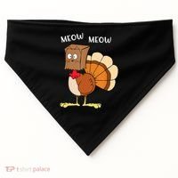 Funny Fake Cat Meow Turkey Thanksgiving Cat Love Fall Y'All USA-Made Doggie Bandana thumb 0