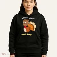 Funny Fake Cat Meow Turkey Thanksgiving Cat Love Fall Y'All Hoodie thumb 5