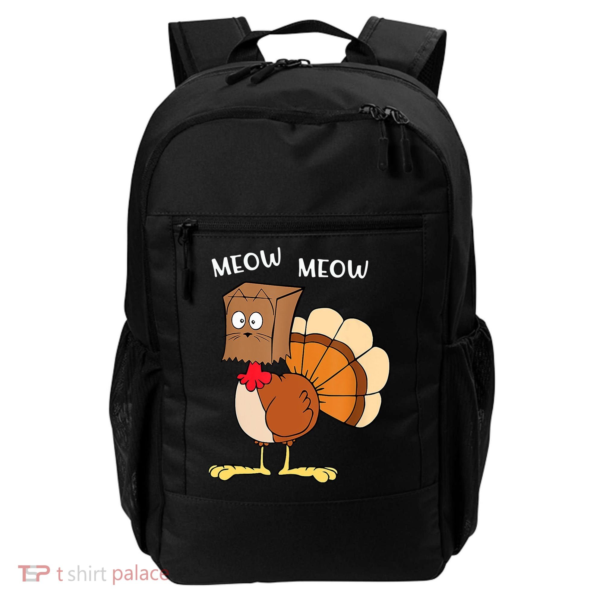 Funny Fake Cat Meow Turkey Thanksgiving Cat Love Fall Y'All Backpack