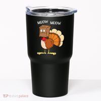 Funny Fake Cat Meow Turkey Thanksgiving Cat Love Fall Y'All Tumbler thumb 0