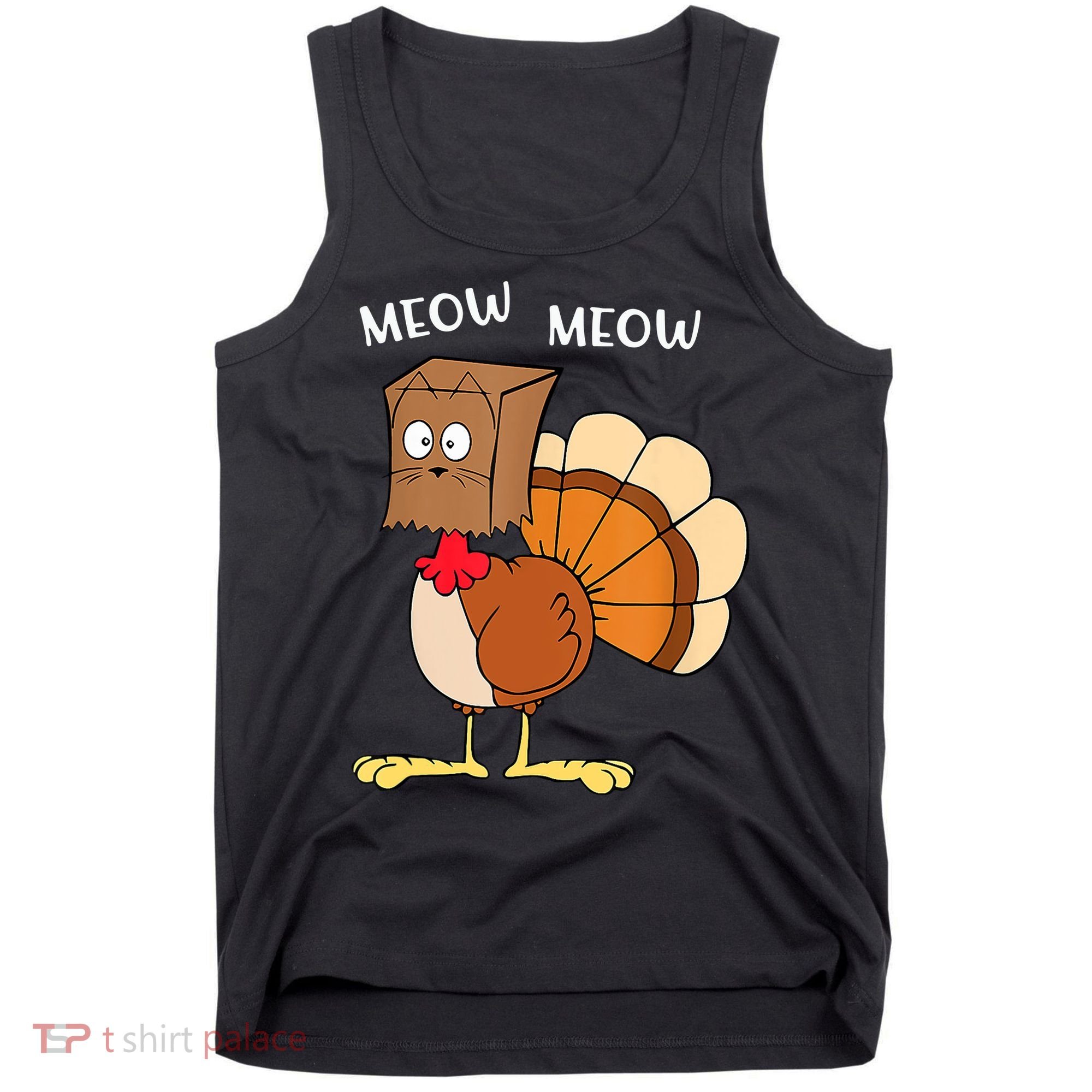 Funny Fake Cat Meow Turkey Thanksgiving Cat Love Fall Y'All Tank Top