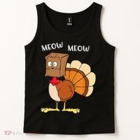 Funny Fake Cat Meow Turkey Thanksgiving Cat Love Fall Y'All Tank Top thumb 2