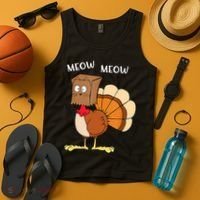 Funny Fake Cat Meow Turkey Thanksgiving Cat Love Fall Y'All Tank Top thumb 4
