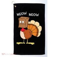 Funny Fake Cat Meow Turkey Thanksgiving Cat Love Fall Y'All Golf Towel thumb 0