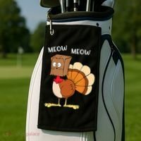 Funny Fake Cat Meow Turkey Thanksgiving Cat Love Fall Y'All Golf Towel thumb 2