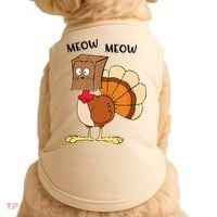 Funny Fake Cat Meow Turkey Thanksgiving Cat Love Fall Y'All Doggie Tank thumb 0