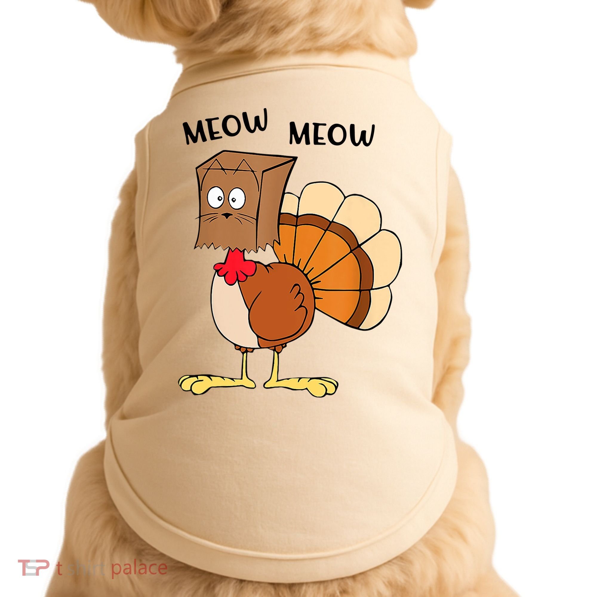 Funny Fake Cat Meow Turkey Thanksgiving Cat Love Fall Y'All Doggie Tank