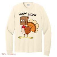 Funny Fake Cat Meow Turkey Thanksgiving Cat Love Fall Y'All Long Sleeve Shirt thumb 0