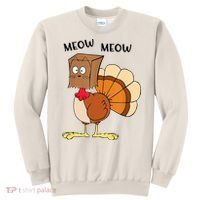 Funny Fake Cat Meow Turkey Thanksgiving Cat Love Fall Y'All Sweatshirt thumb 0