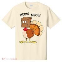 Funny Fake Cat Meow Turkey Thanksgiving Cat Love Fall Y'All T-Shirt thumb 0